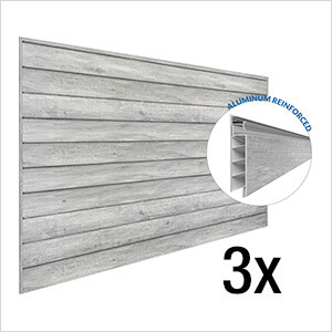 8 ft. x 4 ft. PROCORE+ PVC Gray Wood Slatwall (3-Pack)