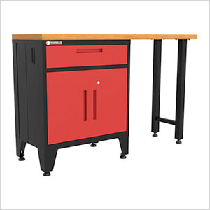 Red 2-Piece Garage Cabinet Set with Levelers