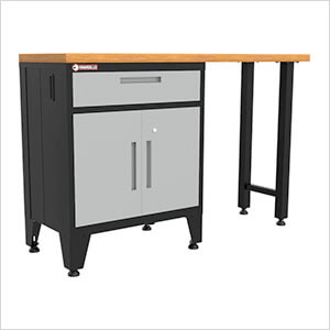 Grey 2-Piece Garage Cabinet Set with Levelers