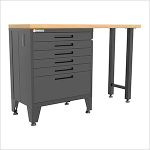 Black 2-Piece Garage Cabinet Set with Levelers