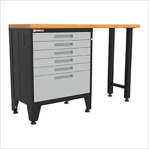 Grey 2-Piece Garage Cabinet Set with Levelers