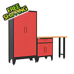 Armadillo Tough Red 3-Piece Garage Cabinet Set with Levelers