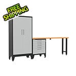 Armadillo Tough Grey 3-Piece Garage Cabinet Set with Levelers