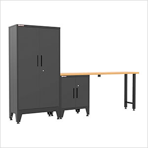 Black 3-Piece Garage Cabinet Set with Levelers