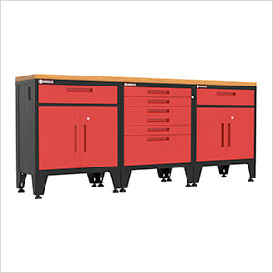 Red 4-Piece Garage Cabinet Set with Levelers