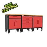 Armadillo Tough Red 4-Piece Garage Cabinet Set with Levelers