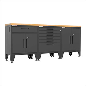Black 4-Piece Garage Cabinet Set with Levelers