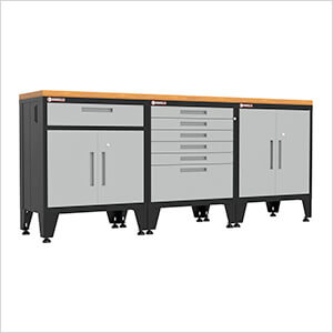 Grey 4-Piece Garage Cabinet Set with Levelers