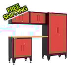 Armadillo Tough Red 5-Piece Garage Cabinet Set with Levelers