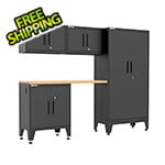 Armadillo Tough Black 5-Piece Garage Cabinet Set with Levelers