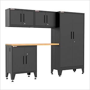 Black 5-Piece Garage Cabinet Set with Levelers
