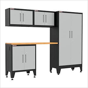 Grey 5-Piece Garage Cabinet Set with Levelers