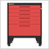 Red 5-Piece Garage Cabinet Set with Levelers and Casters