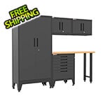 Armadillo Tough Black 5-Piece Garage Cabinet Set with Levelers