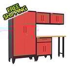 Armadillo Tough Red 5-Piece Garage Cabinet Set with Levelers