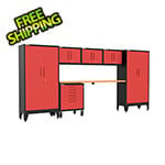 Armadillo Tough Red 7-Piece Garage Cabinet Set with Levelers and Casters