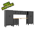 Armadillo Tough Black 7-Piece Garage Cabinet Set with Levelers and Casters