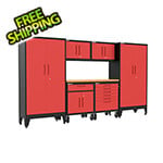 Armadillo Tough Red 7-Piece Garage Cabinet Set with Levelers and Casters
