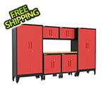 Armadillo Tough Red 7-Piece Garage Cabinet Set with Levelers and Casters