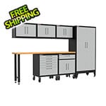 Armadillo Tough Grey 7-Piece Garage Cabinet Set with Levelers and Casters