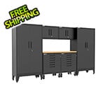 Armadillo Tough Black 7-Piece Garage Cabinet Set with Levelers and Casters
