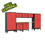 Armadillo Tough Red 8-Piece Garage Cabinet Set with Levelers and Casters