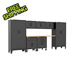Armadillo Tough Black 8-Piece Garage Cabinet Set with Levelers and Casters