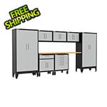 Armadillo Tough Grey 8-Piece Garage Cabinet Set with Levelers and Casters