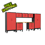 Armadillo Tough Red 8-Piece Garage Cabinet Set with Levelers and Casters