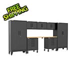 Armadillo Tough Black 8-Piece Garage Cabinet Set with Levelers and Casters