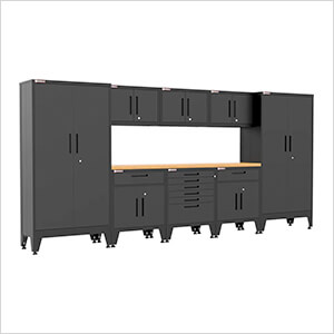 Black 9-Piece Garage Cabinet Set with Levelers