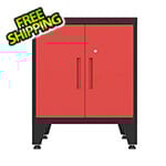 Armadillo Tough Red 2-Door Base Cabinet with Rubber Work Mat