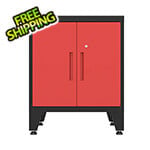 Armadillo Tough Red 2-Door Base Cabinet with Rubber Work Mat