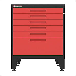 Red 6-Drawer Tool Cabinet with Rubber Work Mat