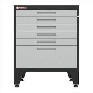 Grey 6-Drawer Tool Cabinet with Rubber Work Mat
