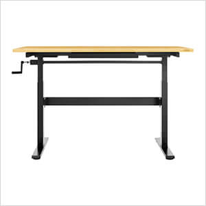 56-Inch Manual Adjustable Bamboo Worktable with Drawer