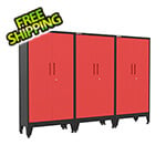 Armadillo Tough Red Gear Locker Tall Cabinet (3-Pack)