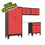 Armadillo Tough Red 5-Piece Garage Cabinet Set with Levelers