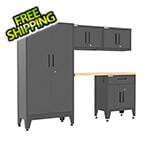 Armadillo Tough Black 5-Piece Garage Cabinet Set with Levelers