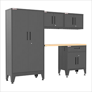 Black 5-Piece Garage Cabinet Set with Levelers