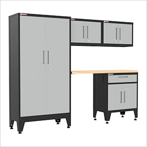 Grey 5-Piece Garage Cabinet Set with Levelers