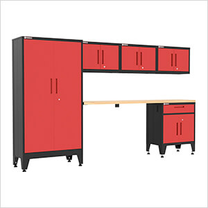 Red 6-Piece Garage Cabinet Set with Levelers