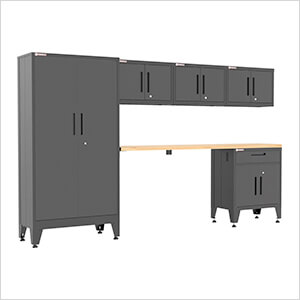 Black 6-Piece Garage Cabinet Set with Levelers