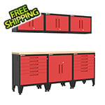 Armadillo Tough Red 7-Piece Garage Cabinet Set with Levelers