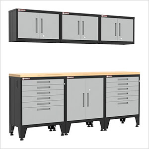 Grey 7-Piece Garage Cabinet Set with Levelers