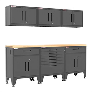 Black 7-Piece Garage Cabinet Set with Levelers