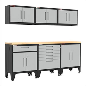 Grey 7-Piece Garage Cabinet Set with Levelers