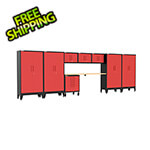 Armadillo Tough Red 9-Piece Garage Cabinet Set with Levelers and Casters