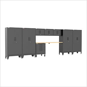 Black 9-Piece Garage Cabinet Set with Levelers and Casters