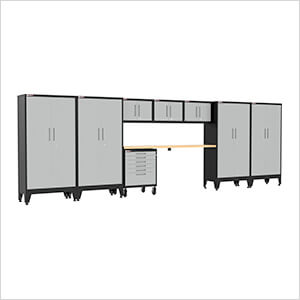 Grey 9-Piece Garage Cabinet Set with Levelers and Casters